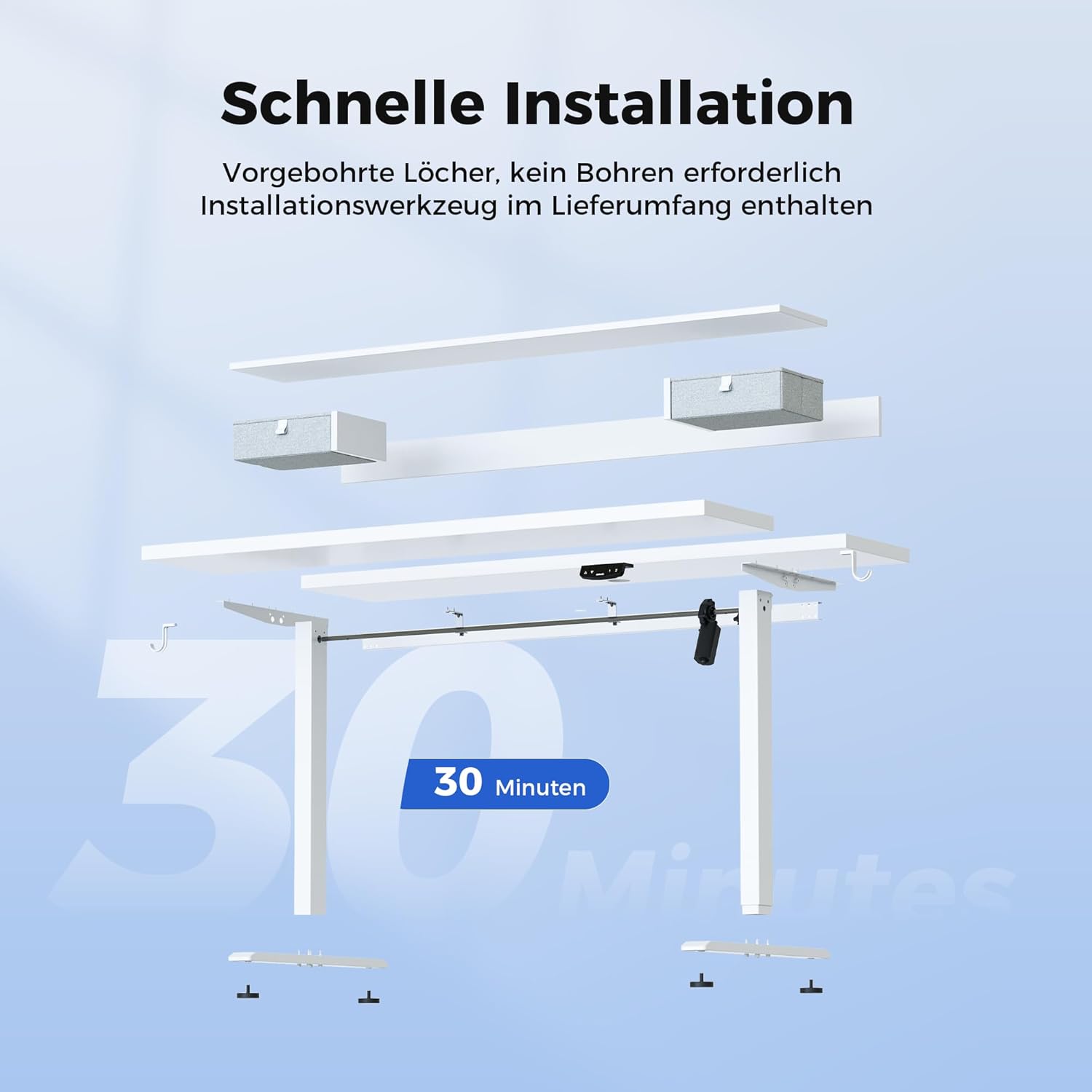 Agilestic Height-adjustable desk with 2 drawers, 120 x 60 cm, sturdy desk, height adjustable, electric, ergonomic standing seat, table, computer desk, white - Carlat