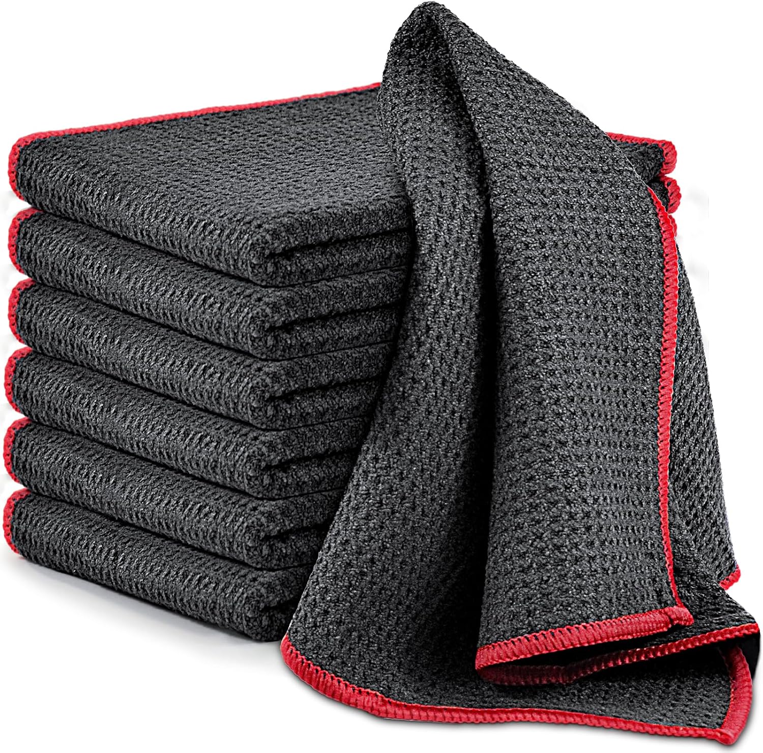 Airlab Waffle Microfiber Cloths – 6-Pack, 30 × 30cm, Red - Carlat