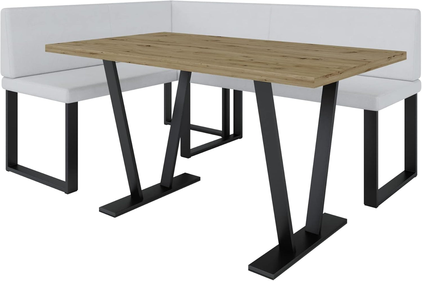 Akiko Metal Corner Bench with Table for Your Dining Room, Kitchen, Modern, Seating Area, Dining Nook, for Kitchen, Office, Reception, Solid and Strong Workmanship, (INARI 100, 196 x 142 Left) - Carlat