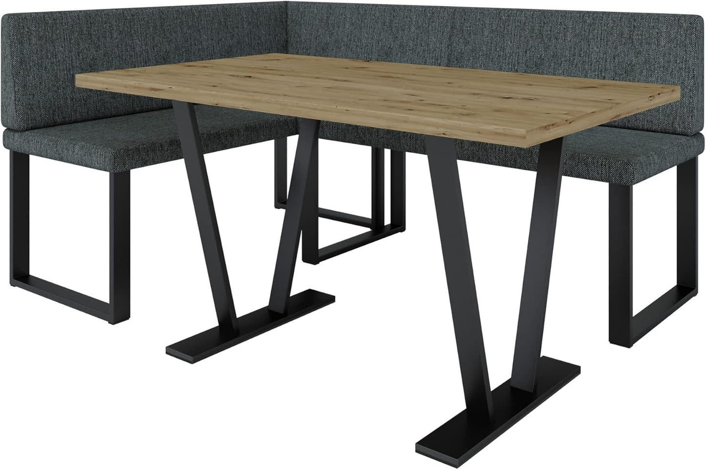 Akiko Metal Corner Bench with Table for Your Dining Room, Kitchen, Modern, Seating Area, Dining Nook, for Kitchen, Office, Reception, Solid and Strong Workmanship, (INARI 100, 196 x 142 Left) - Carlat