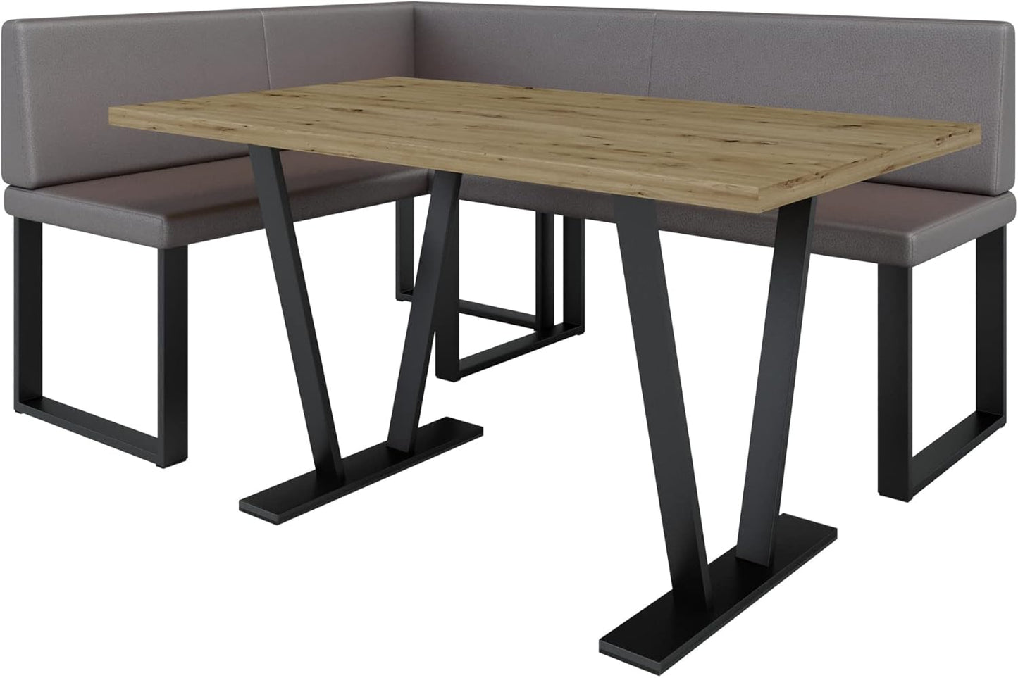 Akiko Metal Corner Bench with Table for Your Dining Room, Kitchen, Modern, Seating Area, Dining Nook, for Kitchen, Office, Reception, Solid and Strong Workmanship, (INARI 100, 196 x 142 Left) - Carlat
