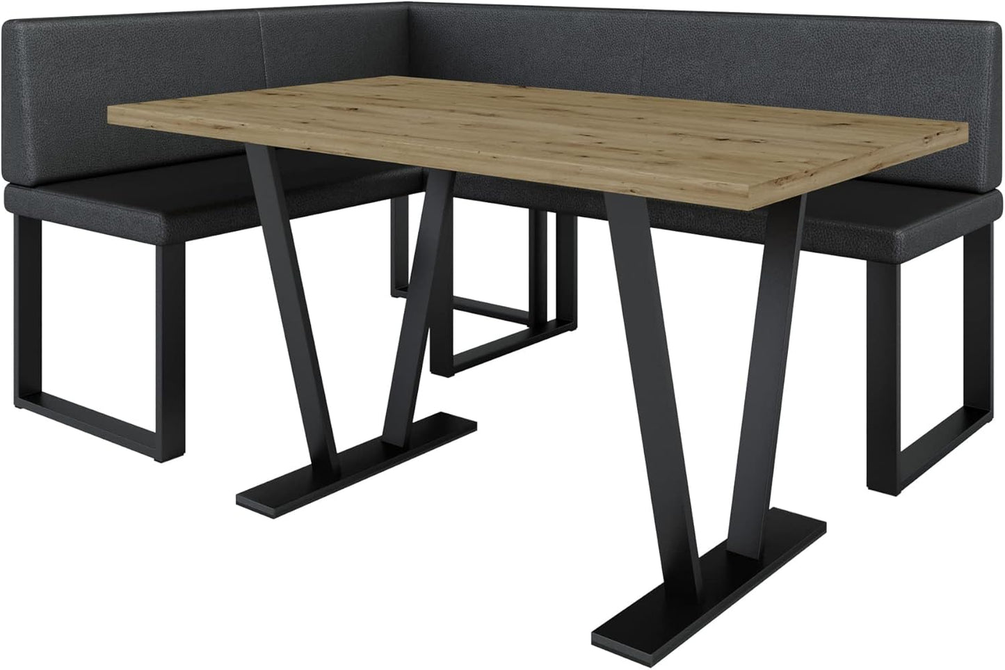 Akiko Metal Corner Bench with Table for Your Dining Room, Kitchen, Modern, Seating Area, Dining Nook, for Kitchen, Office, Reception, Solid and Strong Workmanship, (INARI 100, 196 x 142 Left) - Carlat