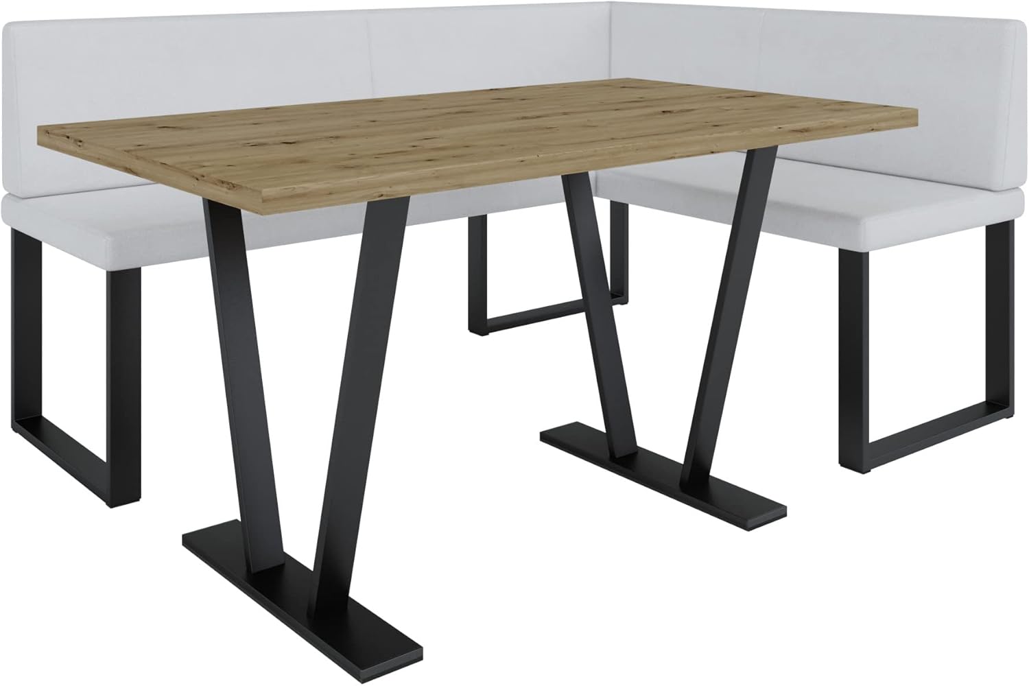 Akiko Metal Corner Bench with Table for Your Dining Room, Kitchen, Modern, Seating Area, Dining Nook, for Kitchen, Office, Reception, Solid and Strong Workmanship, (INARI 100, 196 x 142 Left) - Carlat
