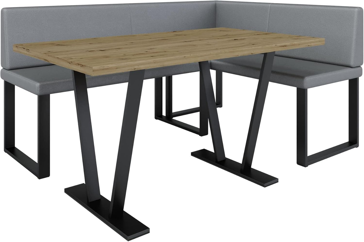 Akiko Metal Corner Bench with Table for Your Dining Room, Kitchen, Modern, Seating Area, Dining Nook, for Kitchen, Office, Reception, Solid and Strong Workmanship, (INARI 100, 196 x 142 Left) - Carlat
