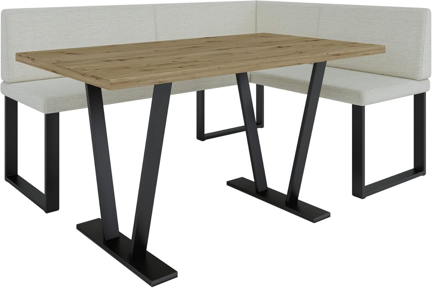 Akiko Metal Corner Bench with Table for Your Dining Room, Kitchen, Modern, Seating Area, Dining Nook, for Kitchen, Office, Reception, Solid and Strong Workmanship, (INARI 100, 196 x 142 Left) - Carlat