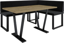 Akiko Metal Corner Bench with Table for Your Dining Room, Kitchen, Modern, Seating Area, Dining Nook, for Kitchen, Office, Reception, Solid and Strong Workmanship, (INARI 100, 196 x 142 Left) - Carlat