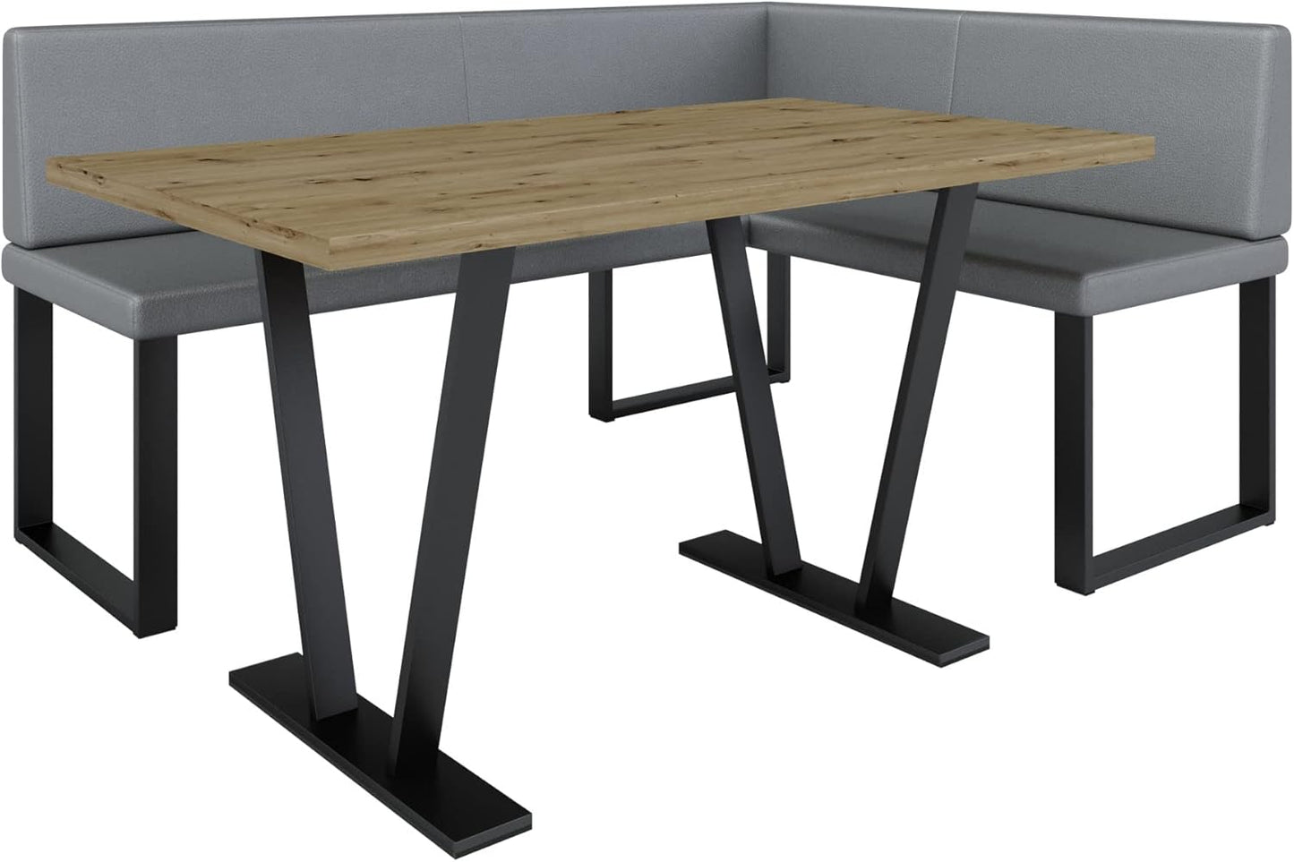 Akiko Metal Corner Bench with Table for Your Dining Room, Kitchen, Modern, Seating Area, Dining Nook, for Kitchen, Office, Reception, Solid and Strong Workmanship, (INARI 100, 196 x 142 Left) - Carlat