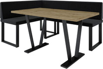 Akiko Metal Corner Bench with Table for Your Dining Room, Kitchen, Modern, Seating Area, Dining Nook, for Kitchen, Office, Reception, Solid and Strong Workmanship, (INARI 100, 196 x 142 Left) - Carlat