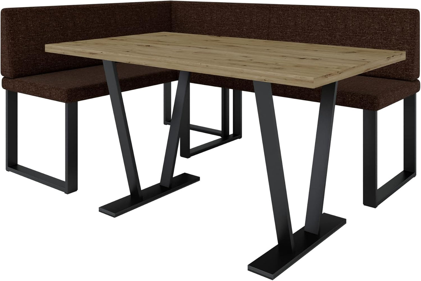 Akiko Metal Corner Bench with Table for Your Dining Room, Kitchen, Modern, Seating Area, Dining Nook, for Kitchen, Office, Reception, Solid and Strong Workmanship, (INARI 100, 196 x 142 Left) - Carlat