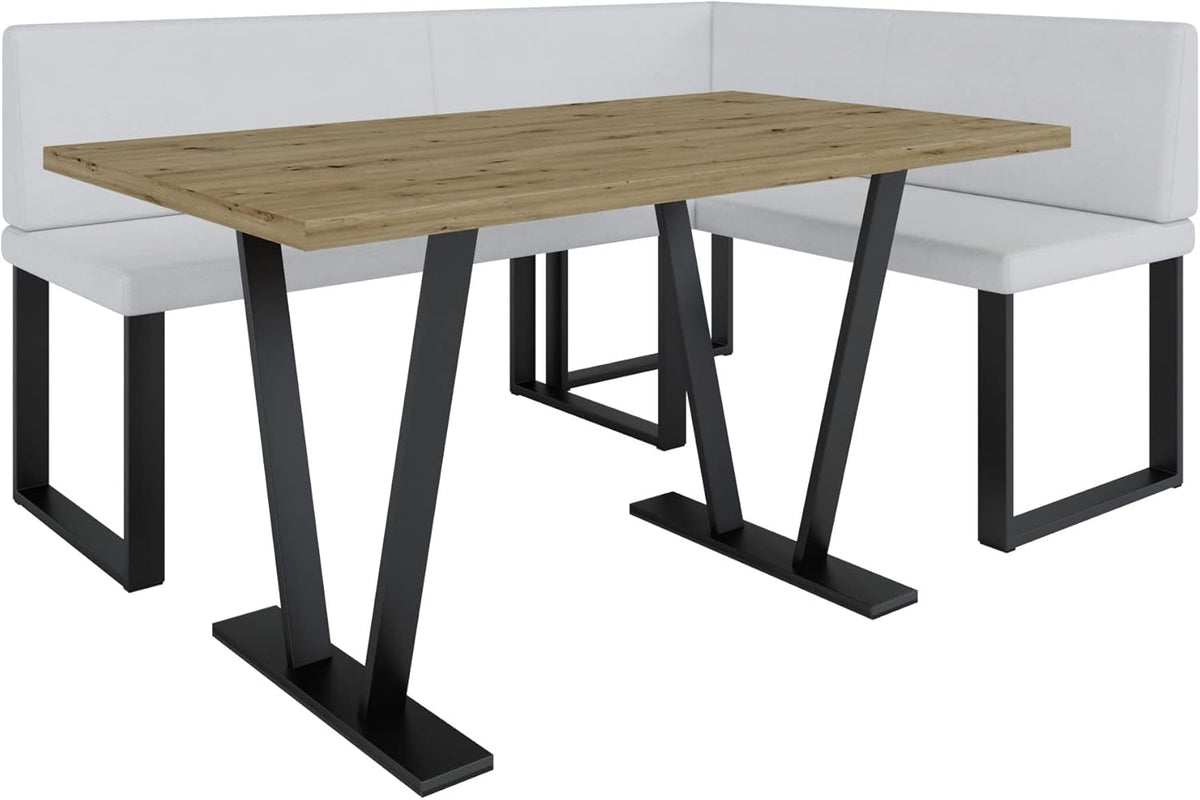 Akiko Metal Corner Bench with Table for Your Dining Room, Kitchen, Modern, Seating Area, Dining Nook, for Kitchen, Office, Reception, Solid and Strong Workmanship, (INARI 100, 196 x 142 Left) - Carlat