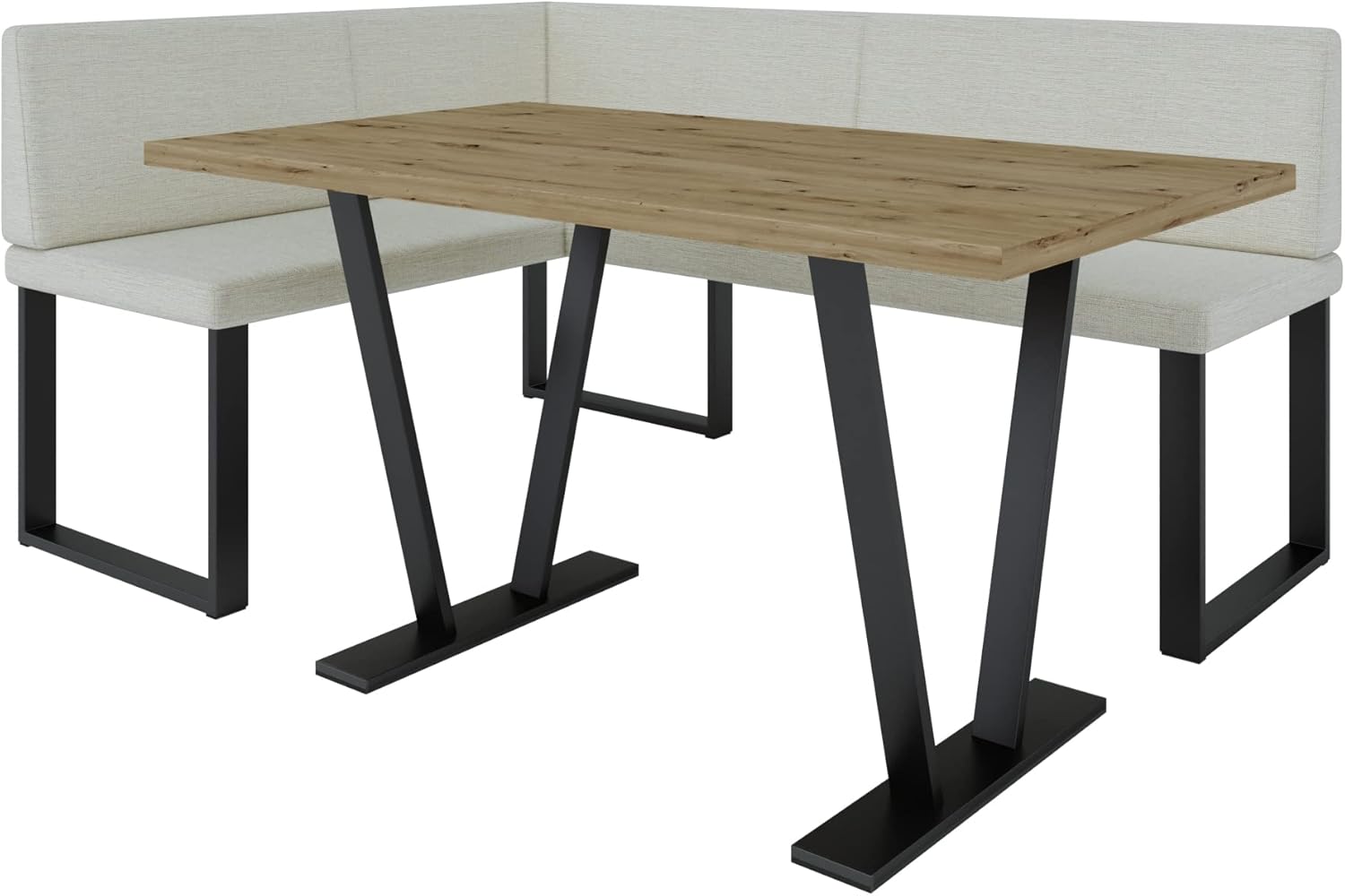 Akiko Metal Corner Bench with Table for Your Dining Room, Kitchen, Modern, Seating Area, Dining Nook, for Kitchen, Office, Reception, Solid and Strong Workmanship, (INARI 100, 196 x 142 Left) - Carlat
