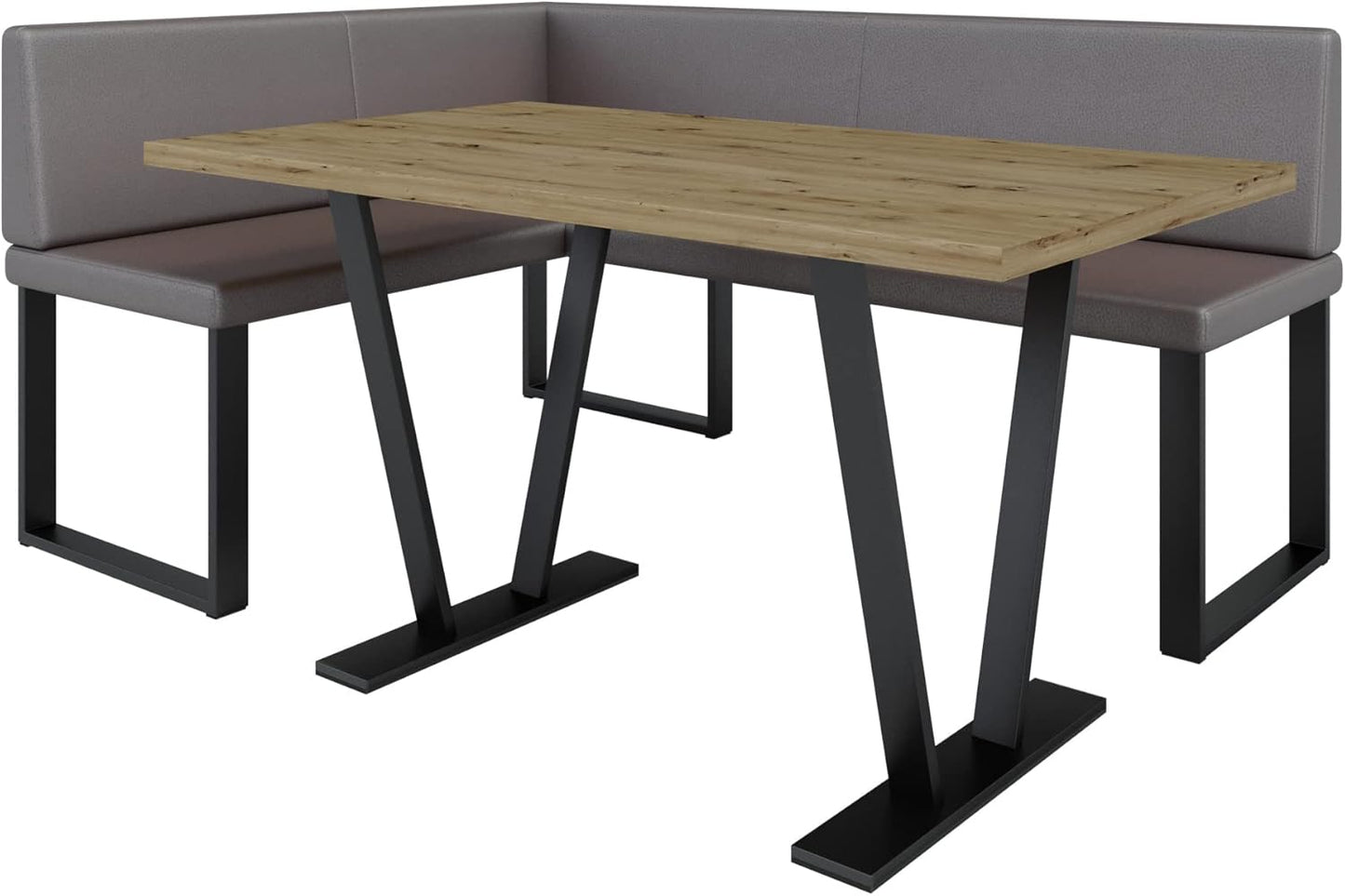 Akiko Metal Corner Bench with Table for Your Dining Room, Kitchen, Modern, Seating Area, Dining Nook, for Kitchen, Office, Reception, Solid and Strong Workmanship, (INARI 100, 196 x 142 Left) - Carlat