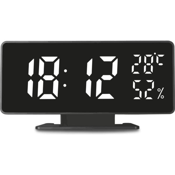 Alarm Clock with Thermometer and Hygrometer, Black (GB395) - Carlat