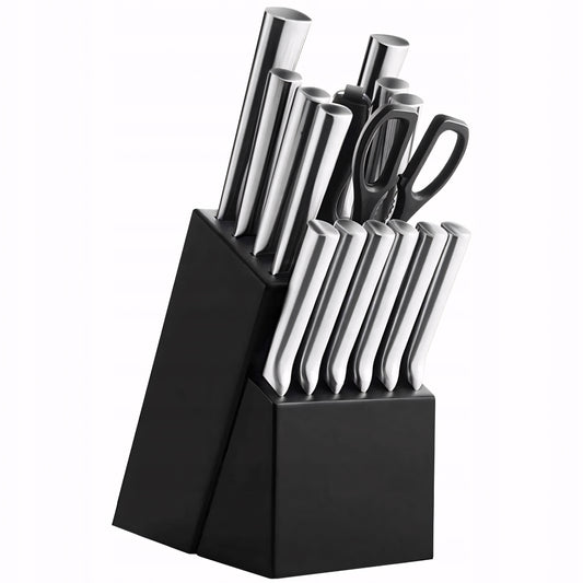 All-steel kitchen knife set in a bread block with a stand, 16-piece set - Carlat