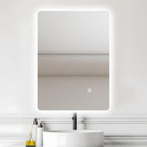 AllRight Bathroom Mirror with Lighting, 70 x 50 cm, Dimmable LED Mirror with 3 Light Colours, IP54 Waterproof, Touch Control, Wall Mirror for Bathroom, Horizontal/Vertical Mounting - Carlat
