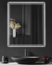AllRight Bathroom Mirror with Lighting, 70 x 50 cm, Dimmable LED Mirror with 3 Light Colours, IP54 Waterproof, Touch Control, Wall Mirror for Bathroom, Horizontal/Vertical Mounting - Carlat