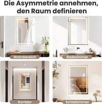 AllRight Bathroom Mirror with Lighting, 70 x 50 cm, Dimmable LED Mirror with 3 Light Colours, IP54 Waterproof, Touch Control, Wall Mirror for Bathroom, Horizontal/Vertical Mounting - Carlat