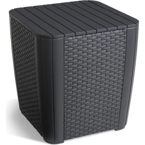 Allibert by Keter Luzon Garden Side Table with Storage, Graphite, 39 x 39 x 42.5 cm - Carlat