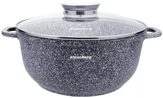 Aluminum pot, gray marbled finish, 28 cm diameter, 6.8 L, Klausberg - Carlat