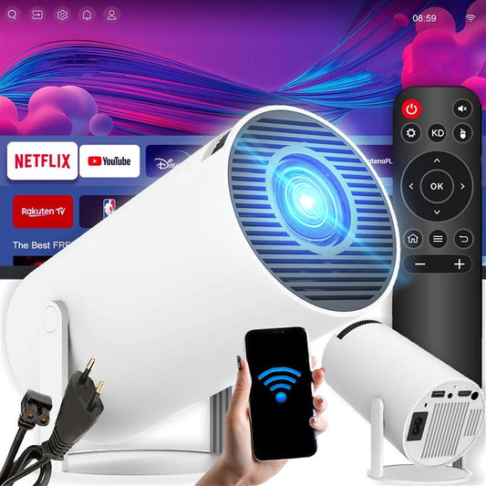 Android TV Projector, Wi-Fi, Full HD, Portable, Smart, Rotating Speaker - Carlat