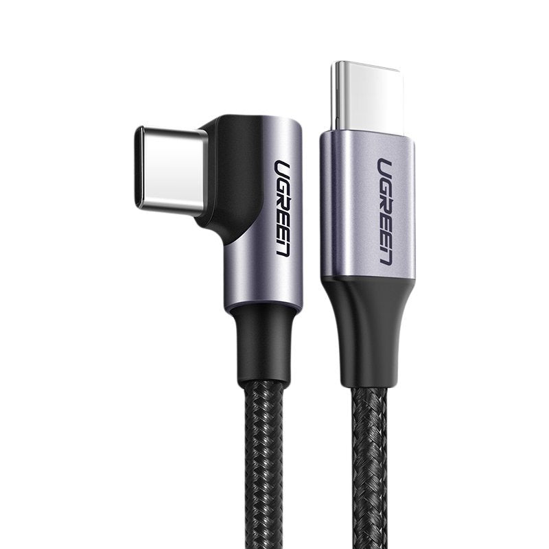 Angled USB-C Power Delivery cable 60W 20V 3A 1m black and gray - Carlat