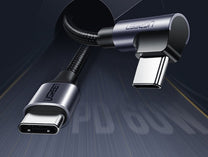 Angled USB-C Power Delivery cable 60W 20V 3A 1m black and gray - Carlat