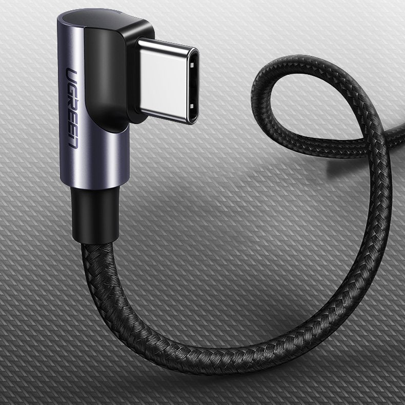 Angled USB-C Power Delivery cable 60W 20V 3A 1m black and gray - Carlat