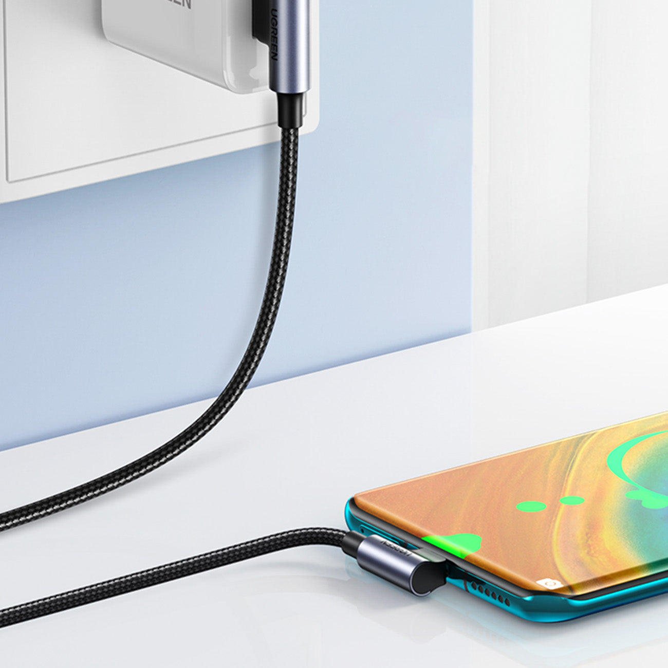 Angled USB-C - USB 2.0 cable 480Mb/s 3A 3m black - Carlat