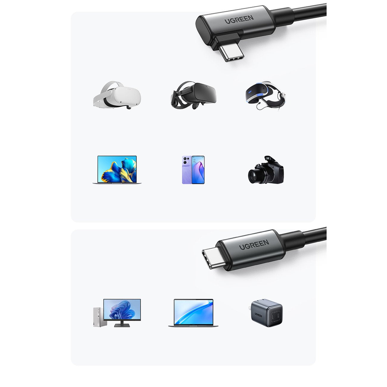 Angled USB-C cable with support for Oculus Quest 2 VR goggles 60W 5m black - Carlat