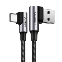 Angled USB - USB-C QC 3.0 cable 3A 1m gray - Carlat