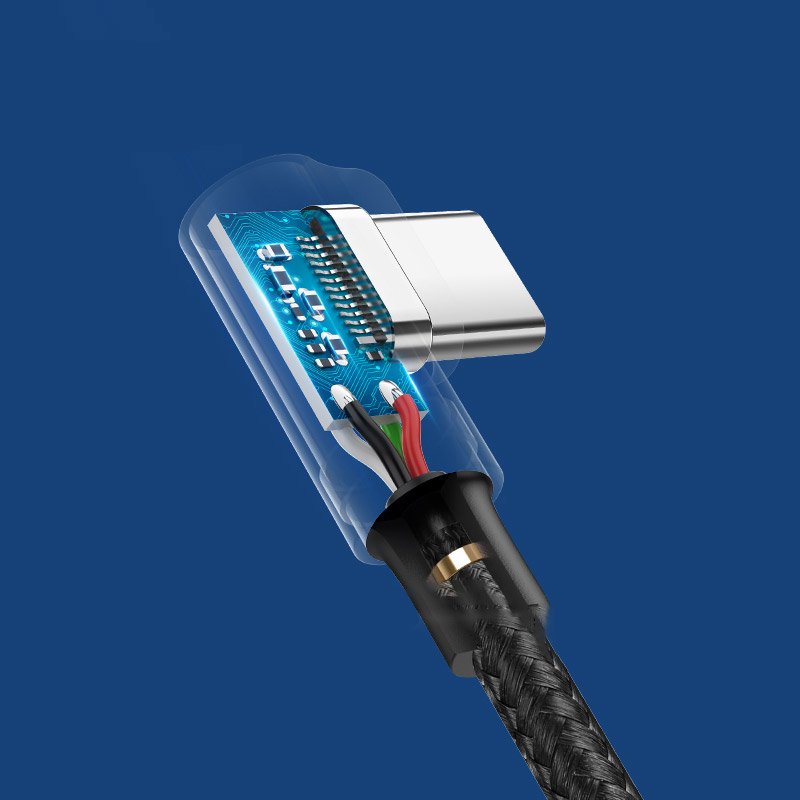 Angled USB - USB-C QC 3.0 cable 3A 1m gray - Carlat