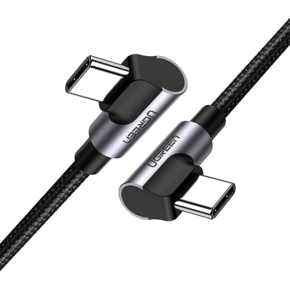Angular cable with USB-C side plug on USB-C Quick Charge 1m - grey - Carlat
