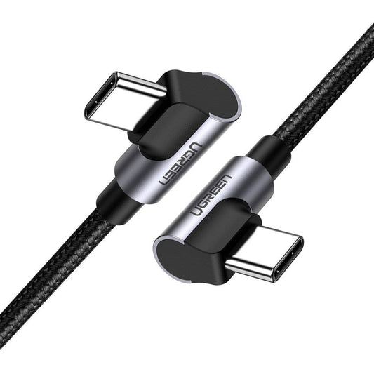 Angular cable with USB-C side plug on USB-C Quick Charge 1m - grey - Carlat
