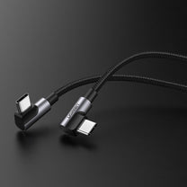 Angular cable with USB-C side plug on USB-C Quick Charge 1m - grey - Carlat