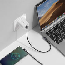 Angular cable with USB-C side plug on USB-C Quick Charge 1m - grey - Carlat