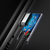 Angular cable with USB-C side plug on USB-C Quick Charge 1m - grey - Carlat