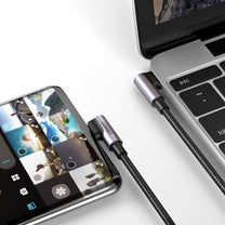 Angular cable with USB-C side plug on USB-C Quick Charge 1m - grey - Carlat
