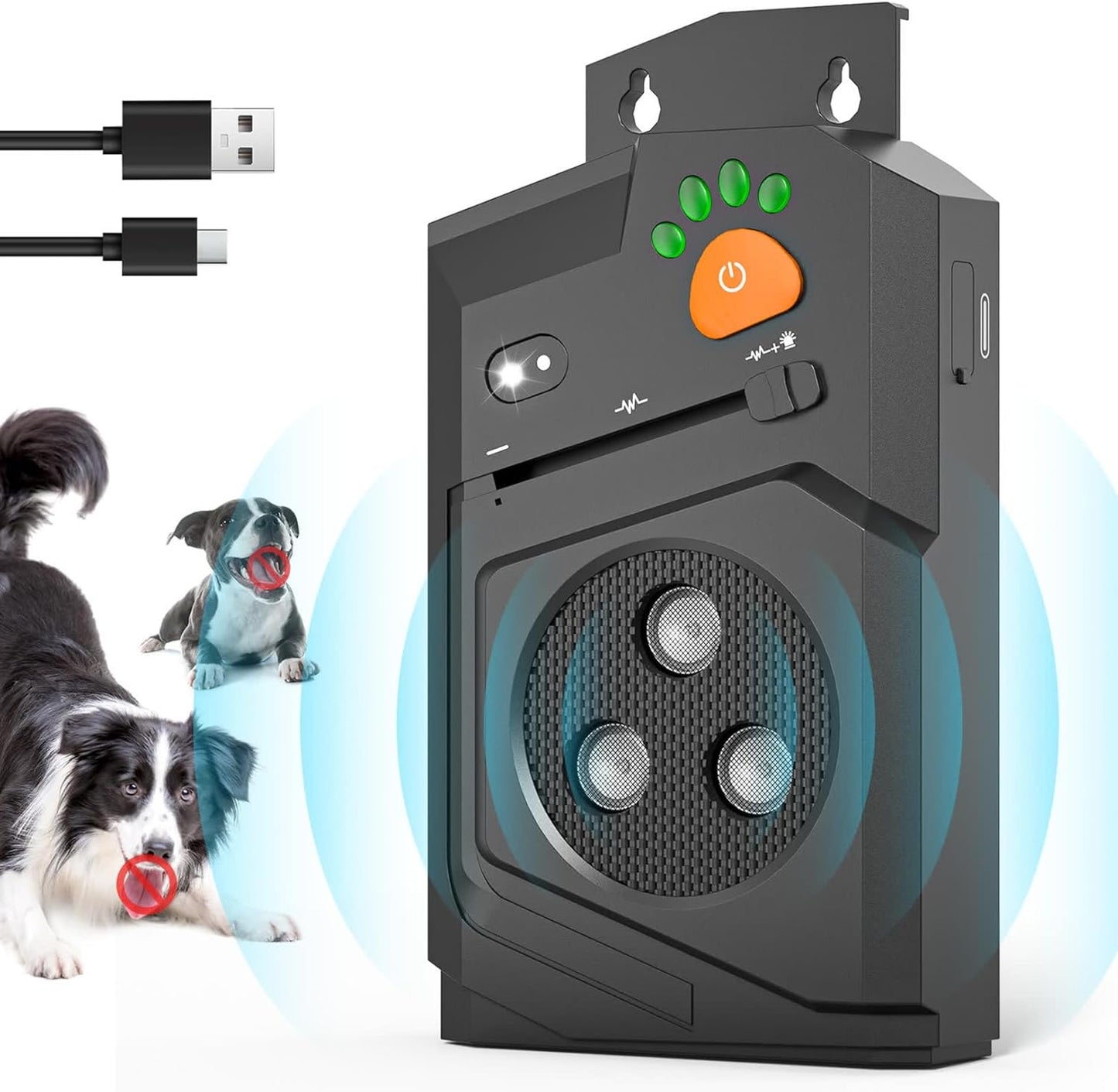 Antibarking for Dogs, Ultrasonic Device Dogs, Anti Bark Device Dogs with 3 Modes, 15 m Range, Automatic Anti Bark Function, Ultrasonic Dog Bark Stopper for Indoor and Outdoor Use - Carlat