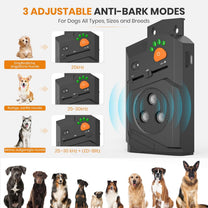 Antibarking for Dogs, Ultrasonic Device Dogs, Anti Bark Device Dogs with 3 Modes, 15 m Range, Automatic Anti Bark Function, Ultrasonic Dog Bark Stopper for Indoor and Outdoor Use - Carlat