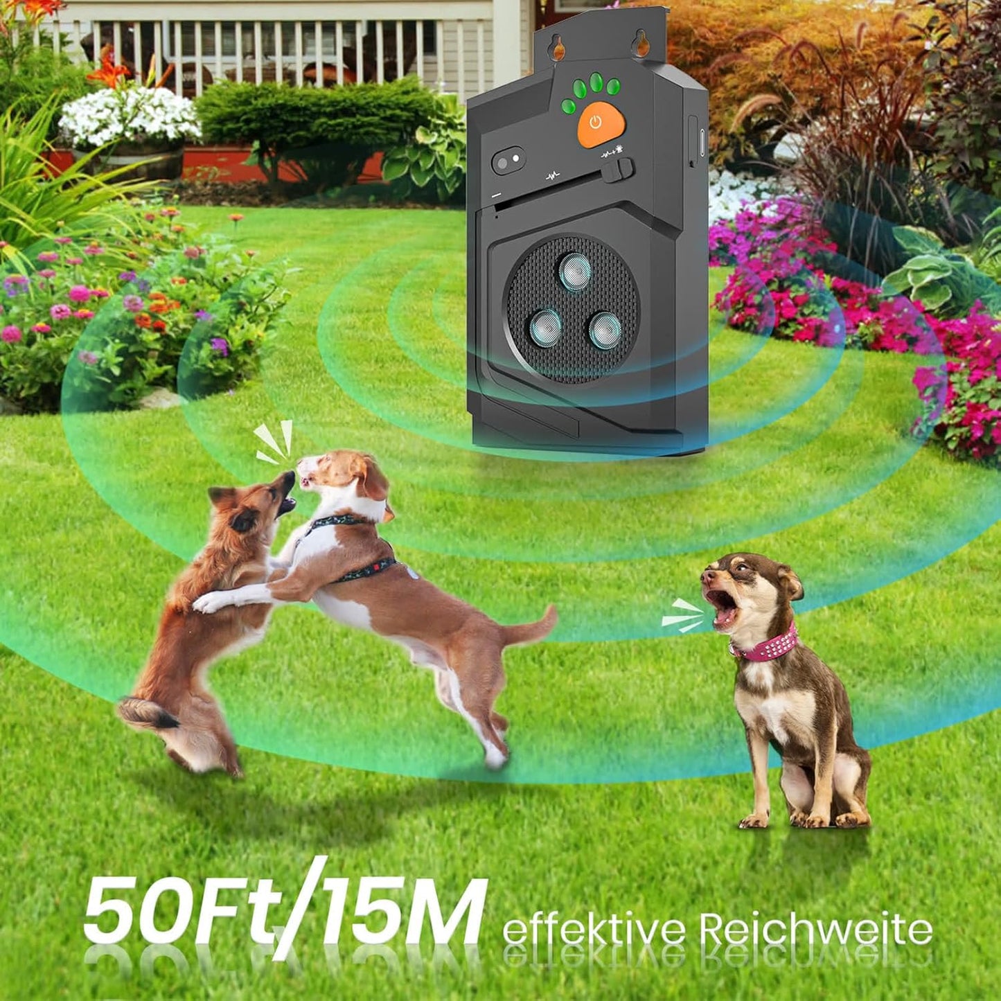 Antibarking for Dogs, Ultrasonic Device Dogs, Anti Bark Device Dogs with 3 Modes, 15 m Range, Automatic Anti Bark Function, Ultrasonic Dog Bark Stopper for Indoor and Outdoor Use - Carlat