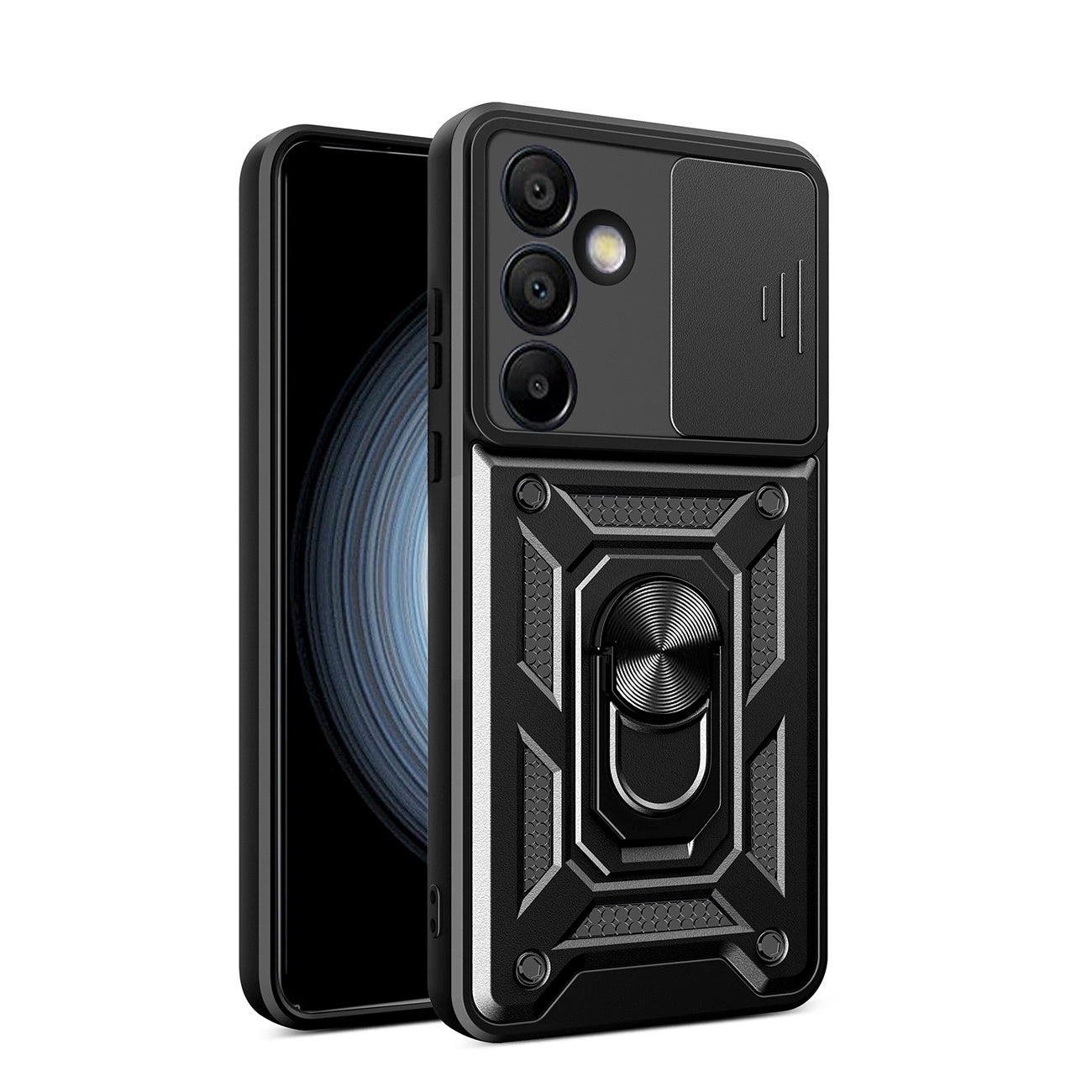 Armored case for Samsung Galaxy A56 with Hybrid Armor Camshield camera cover stand - black - Carlat
