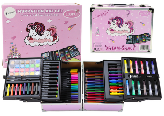 Art Set in a Fold-Out Suitcase with a Unicorn 133 El - Carlat