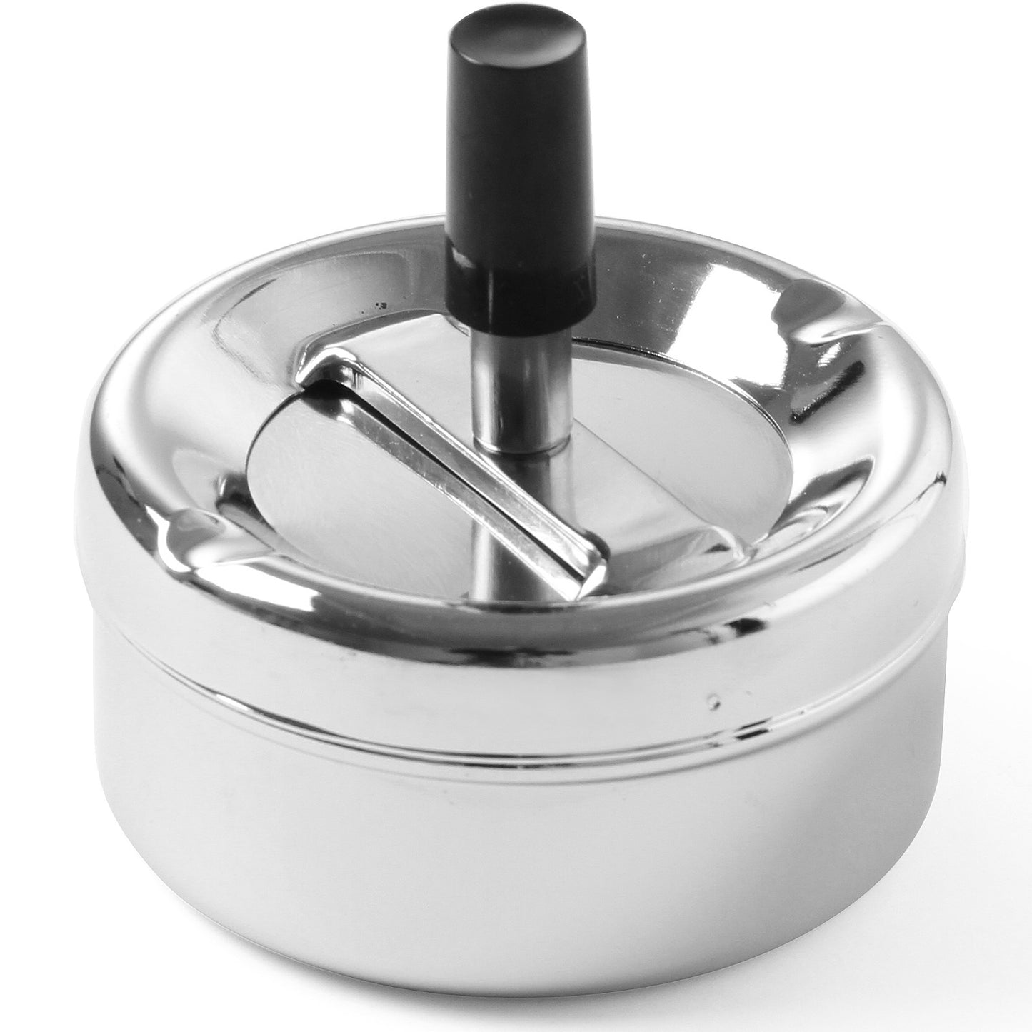 Ashtrays – Ashtray closed with a rotary button, stainless steel, - Carlat