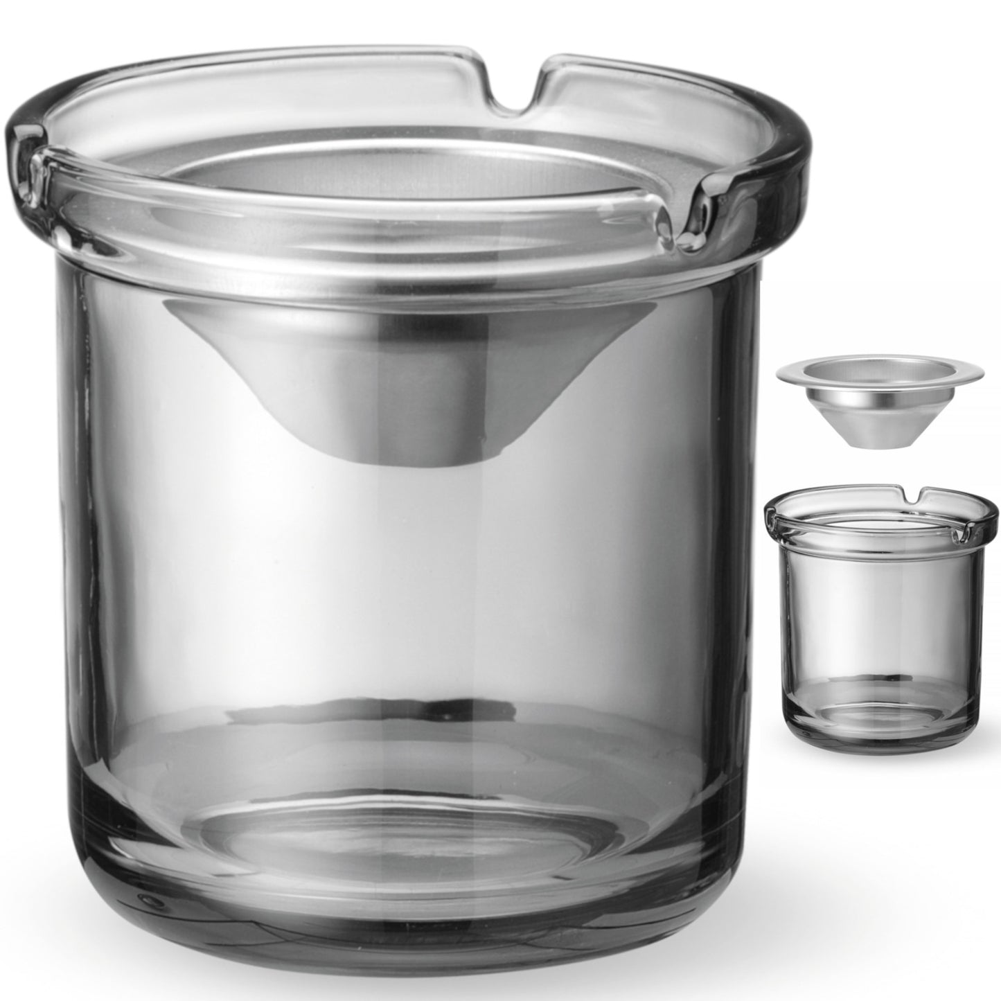 Ashtrays – Glass ashtray with steel insert, dia. 98 x - Carlat