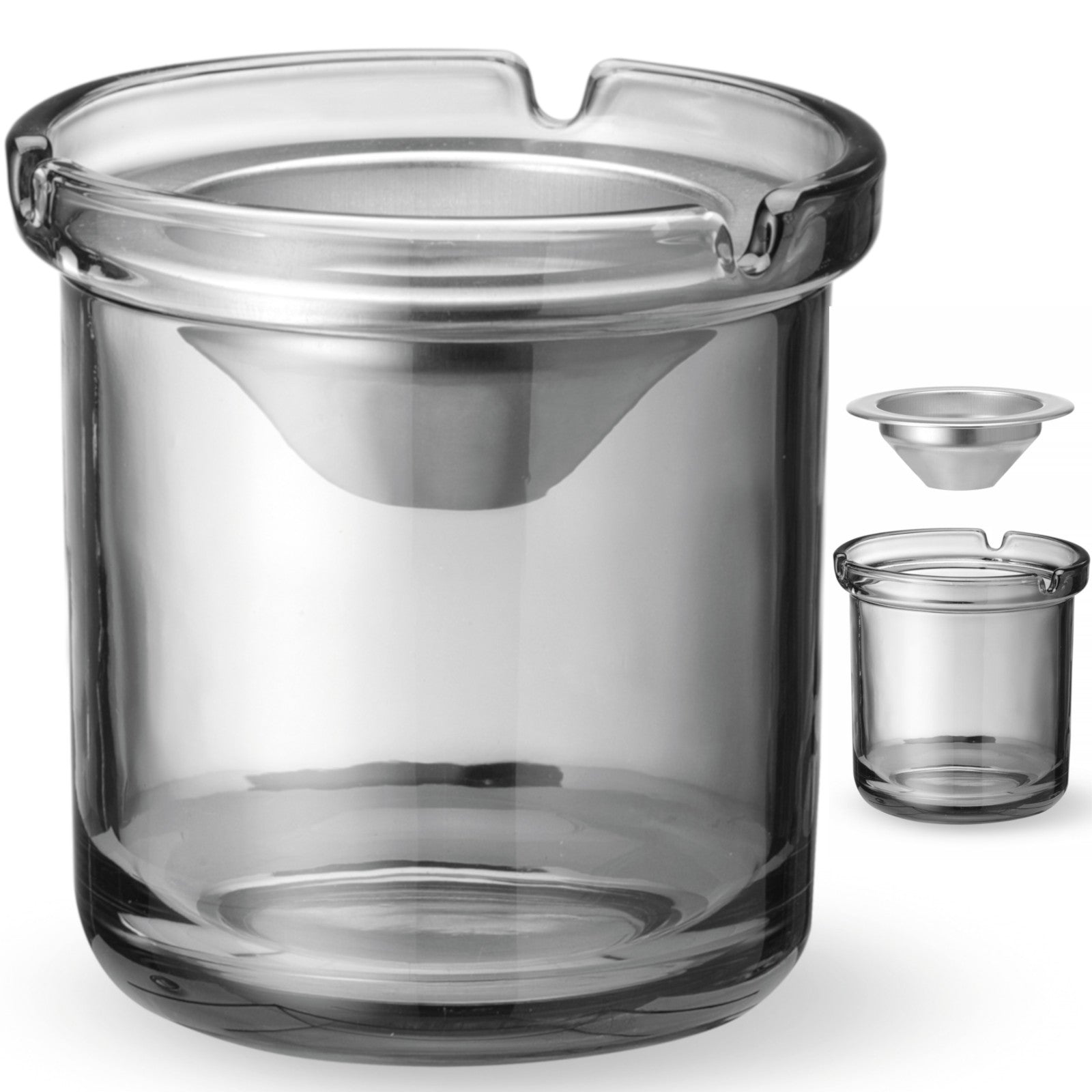 Ashtrays – Glass ashtray with steel insert, dia. 98 x - Carlat