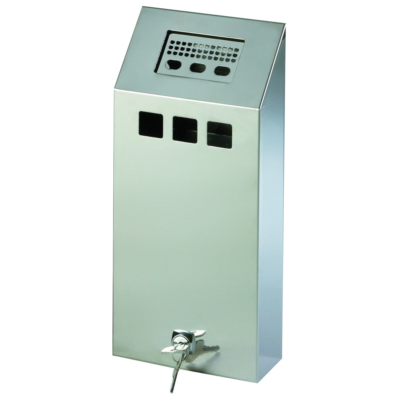 Ashtrays – Wall-mounted ashtray with removable container, lockable, stainless steel, - Carlat