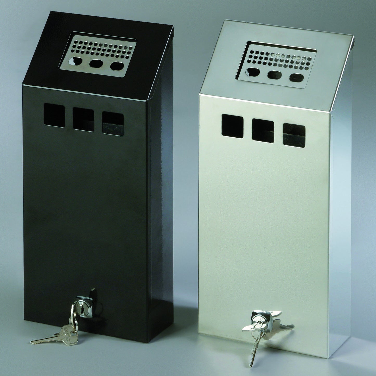 Ashtrays – Wall-mounted ashtray with removable container, lockable, stainless steel, - Carlat