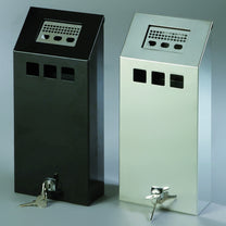 Ashtrays – Wall-mounted ashtray with removable container, lockable, stainless steel, - Carlat