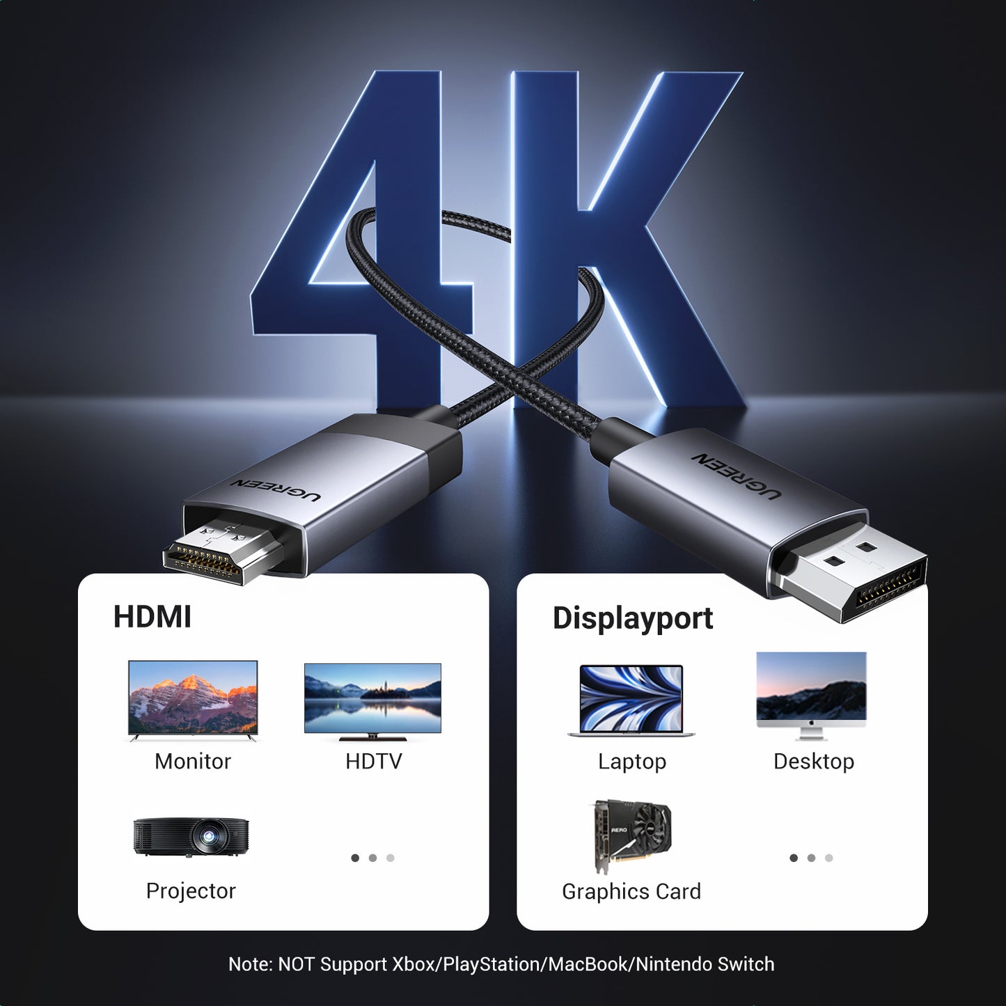 Audio & Video Cables – Braided DisplayPort - HDMI 4K - Carlat