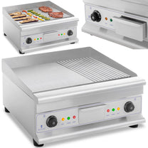 BBQ barbecue plate double smooth ribbed with fat drawer 230 V 2x 3200 W - Carlat